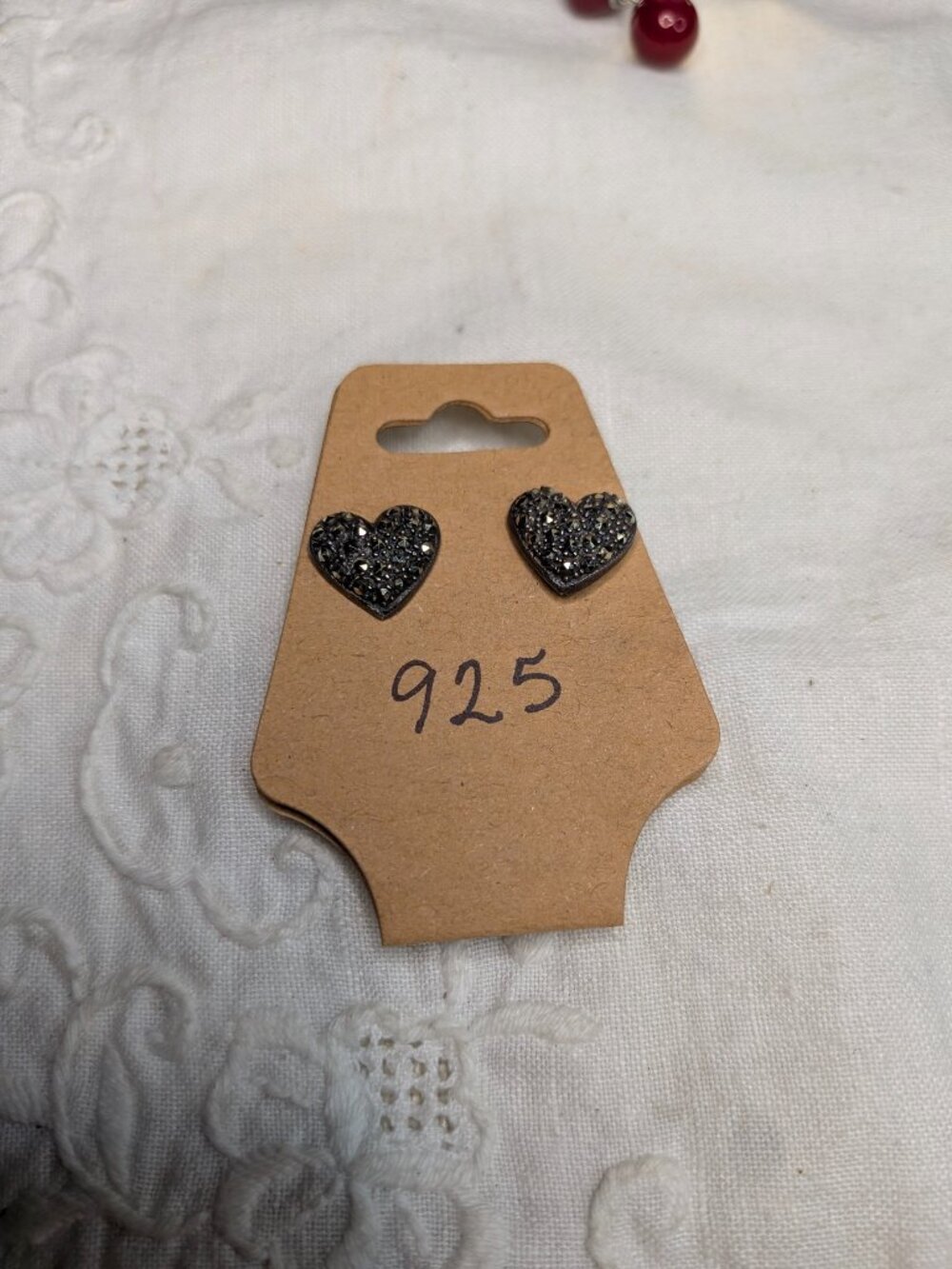 Avon Sterling Silver Marcasite Heart Stud Earrings – 925 Marked